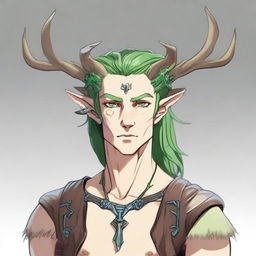 A 25-year-old young male half-dryad with a slender but strong build