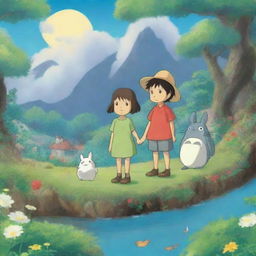 Create an image featuring characters in the style of Studio Ghibli