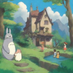 Create an image featuring characters in the style of Studio Ghibli