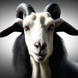 Create an image of a villain named 'The Larger Goat' from the fictional movie 'Goat Simulator: The Movie'