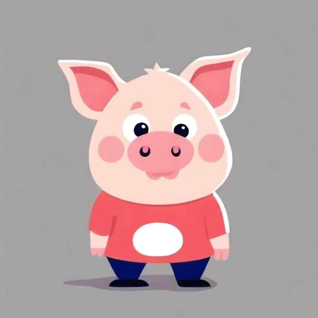 A pig character designed in a quirky and fun style, suitable for a profile image