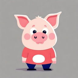 A pig character designed in a quirky and fun style, suitable for a profile image