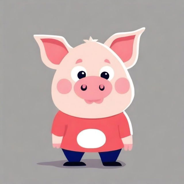 A pig character designed in a quirky and fun style, suitable for a profile image