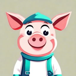 A pig character designed in a quirky and fun style, suitable for a profile image