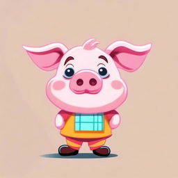 A pig character designed in a quirky and fun style, suitable for a profile image