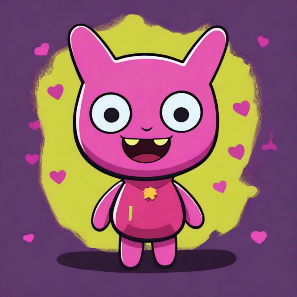 Create a horror-themed image of Moxy from UglyDolls