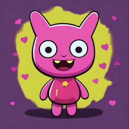 Create a horror-themed image of Moxy from UglyDolls