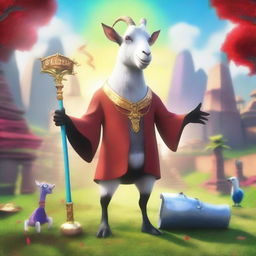 Create a scene for the movie 'Goat Simulator: The Movie 2' featuring Pilgor, the main character goat, in an epic final showdown