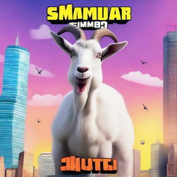 Create a vibrant and humorous movie poster for 'GOAT SIMULATOR THE MOVIE 2'