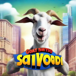 Create a vibrant and humorous movie poster for 'GOAT SIMULATOR THE MOVIE 2'