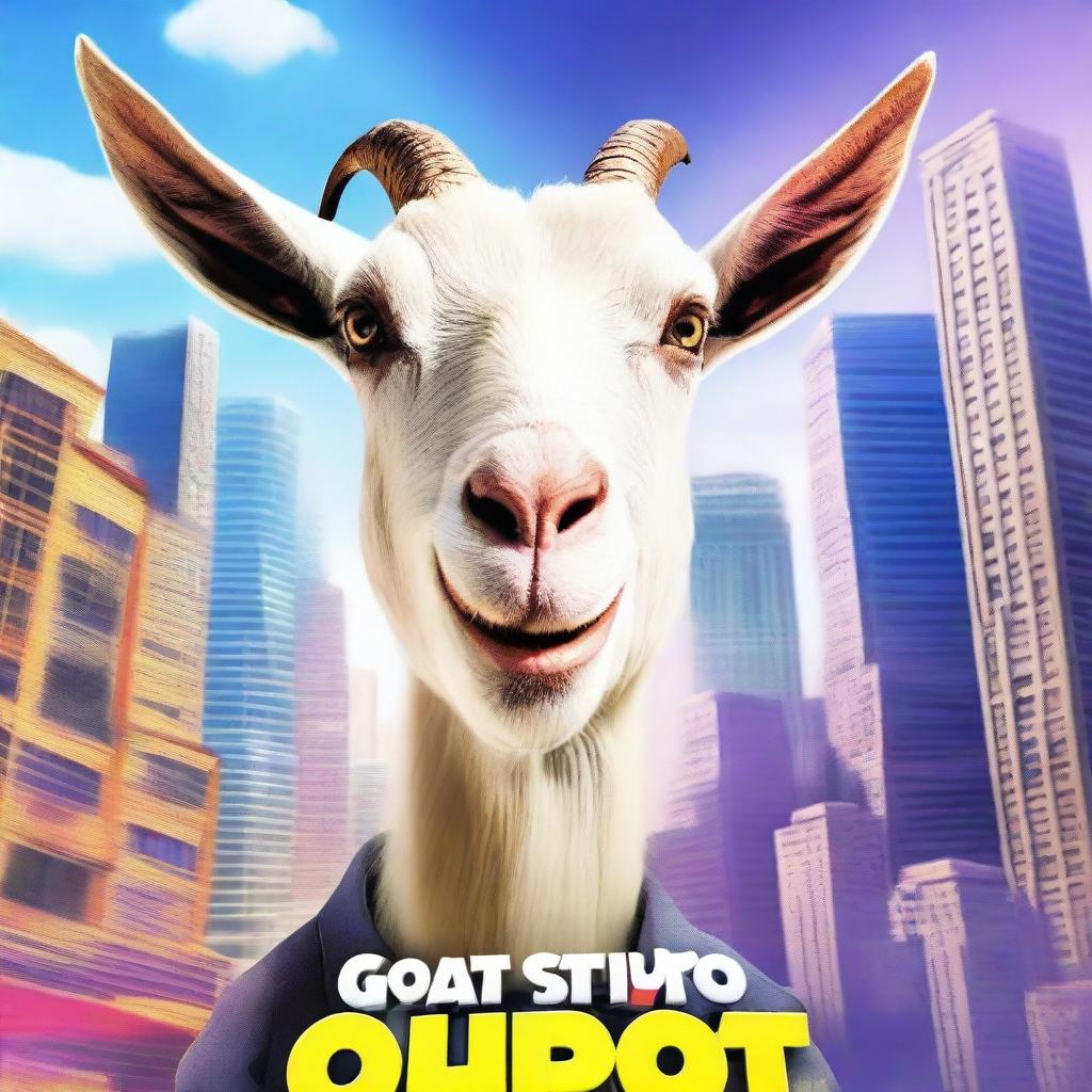 Create a vibrant and humorous movie poster for 'GOAT SIMULATOR THE MOVIE 2'