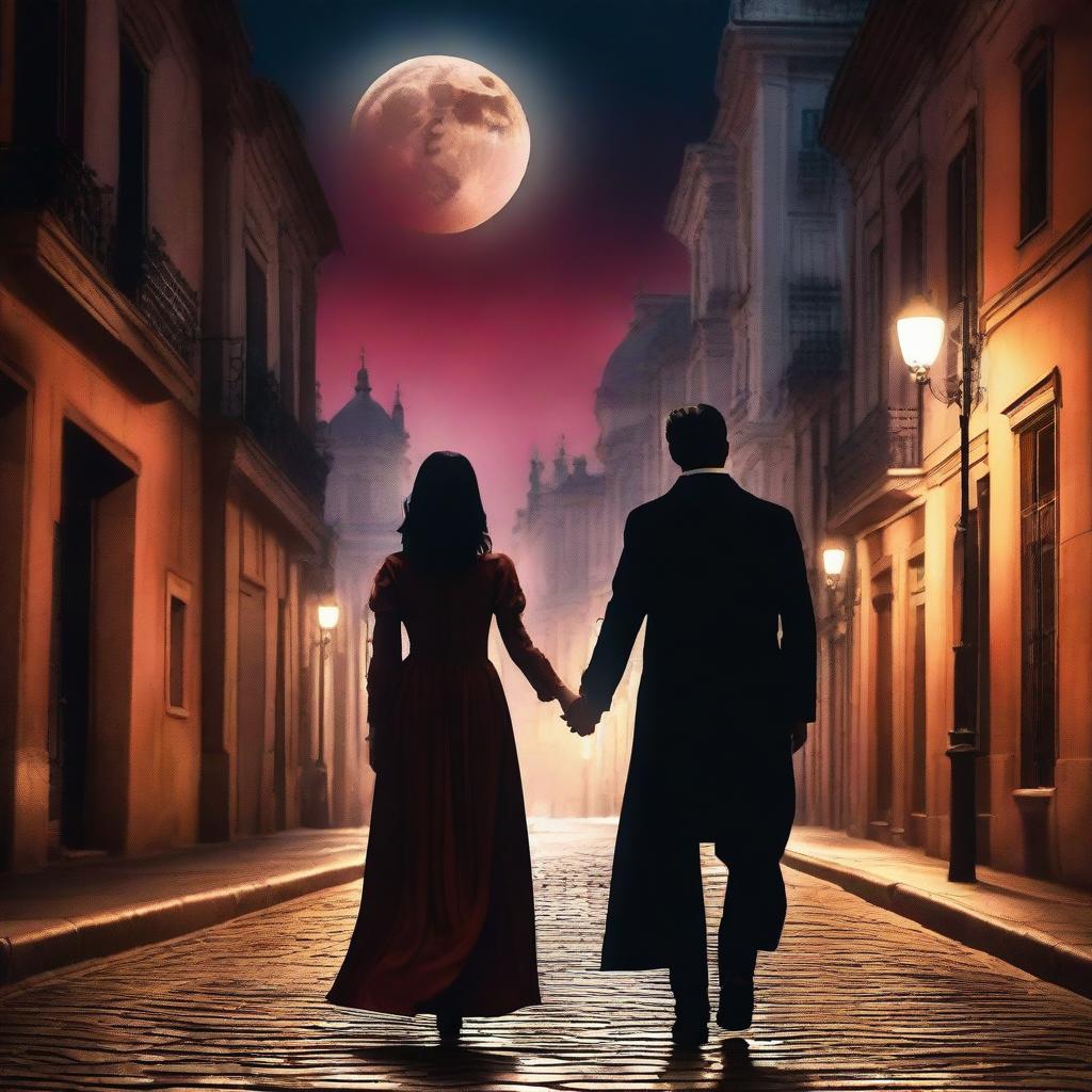 A romantic vampire scene set in Madrid, Spain