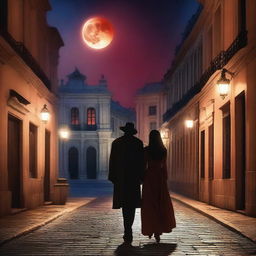 A romantic vampire scene set in Madrid, Spain