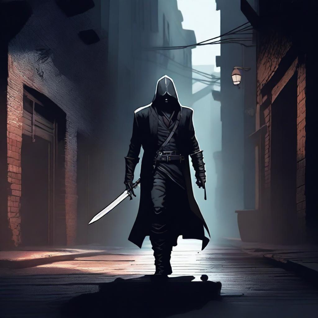 A dark-clothed assassin holding a dagger