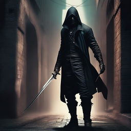 A dark-clothed assassin holding a dagger