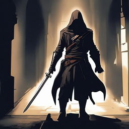 A dark-clothed assassin holding a dagger