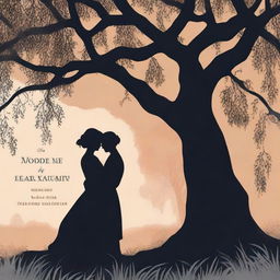 A book cover illustration featuring a silhouette of a lesbian couple in an intimate embrace under a large willow tree, set in the Victorian era