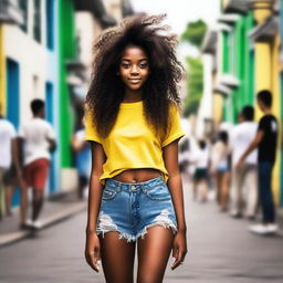 Um adolescente com estilo da moda brasileira, pele branca e cabelo liso