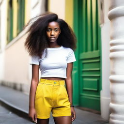 Um adolescente com estilo da moda brasileira, pele branca e cabelo liso