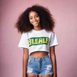 Um adolescente com estilo da moda brasileira, pele branca e cabelo liso