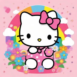 A cute and adorable Hello Kitty character holding a phone case with a matching Hello Kitty design