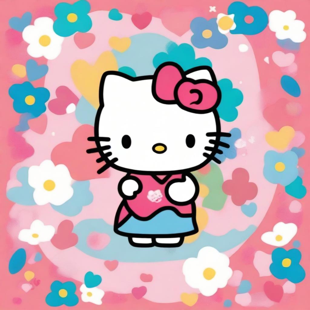 A cute image of Hello Kitty holding a phone case in her hand