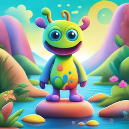 Create a whimsical and imaginative image featuring a character named Glubo