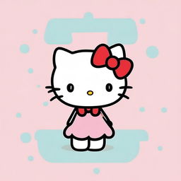 A cute and colorful visual of Hello Kitty, featuring her iconic red bow and friendly expression