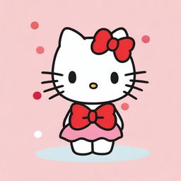 A cute and colorful visual of Hello Kitty, featuring her iconic red bow and friendly expression