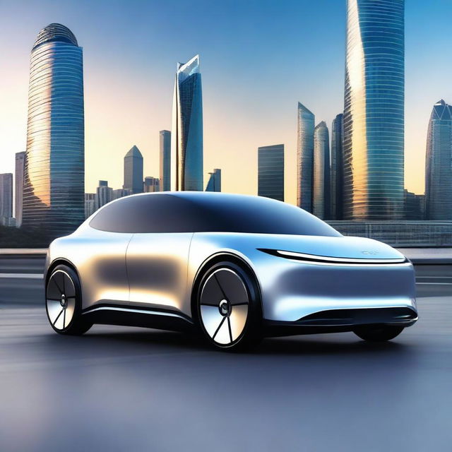 An electric sedan car named EFC Electro Sedan with a modern and sleek design