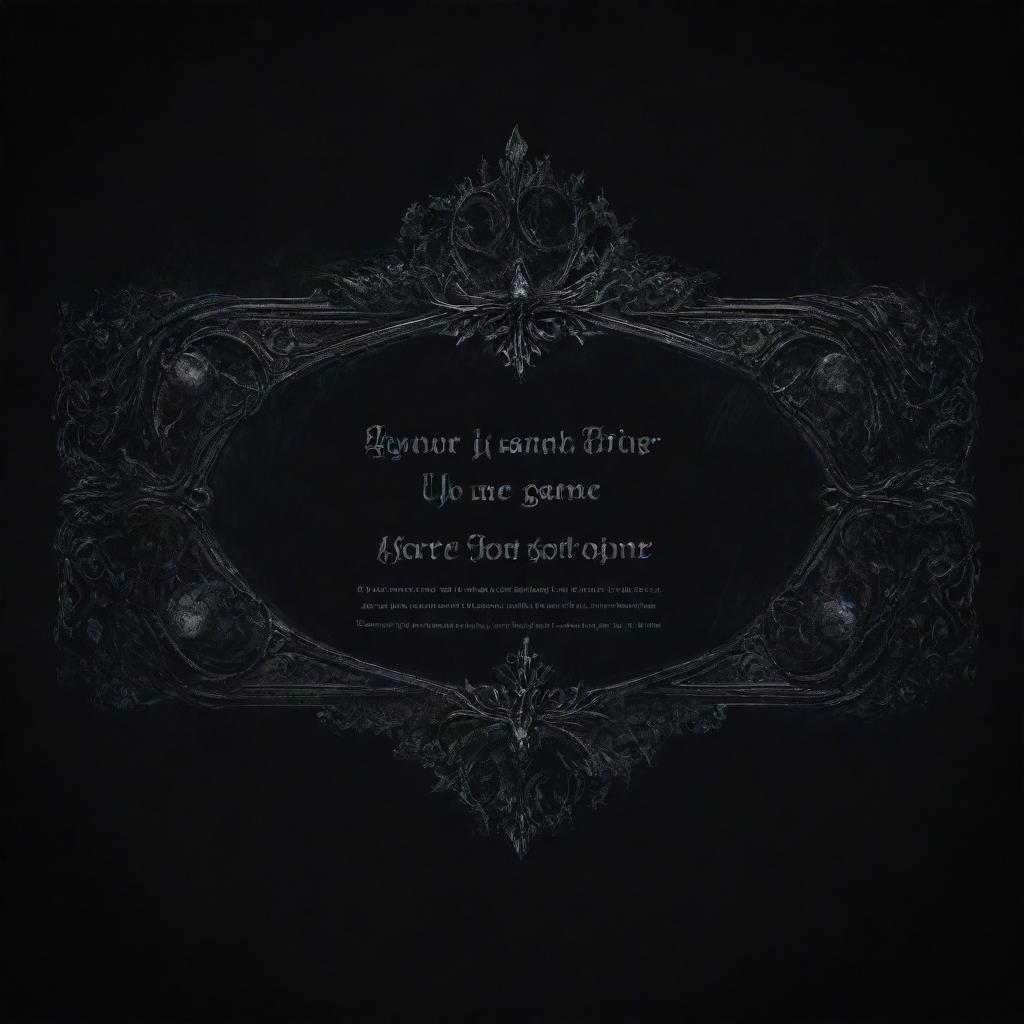 A dark-themed, intricately designed text box banner that matches the gothic ambiance of a souls-like game.