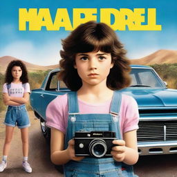 A realistic movie poster featuring a 10-year-old girl with short, dark, curly hair styled in a mullet