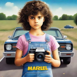 A realistic movie poster featuring a 10-year-old girl with short, dark, very curly hair styled in a mullet