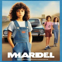 A realistic movie poster featuring a 10-year-old girl with short, dark, very curly hair styled in a mullet