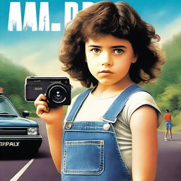 A realistic movie poster featuring a 10-year-old girl with short, dark, very curly hair styled in a mullet