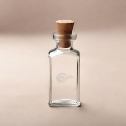 A tiny glass bottle with a cork stopper