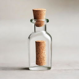 A tiny glass bottle with a cork stopper