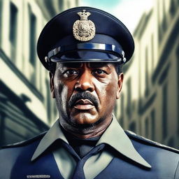 A detailed and realistic portrait of Captain Nascimento from the movie 'Tropa de Elite'