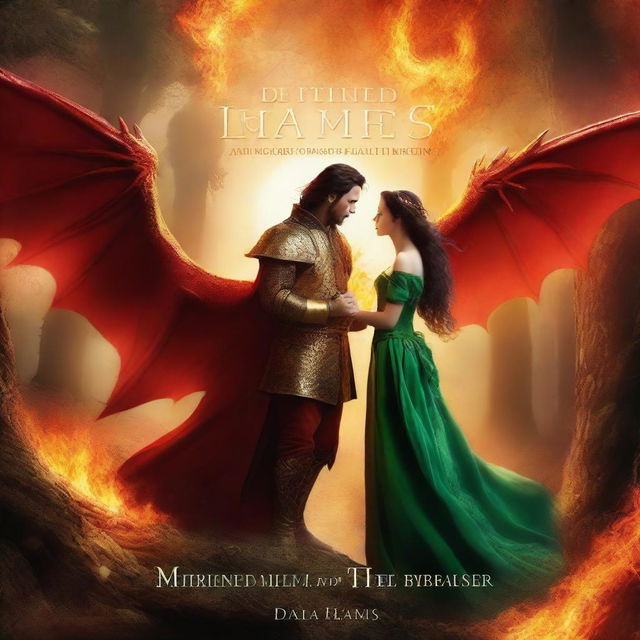 Create a captivating book cover with the title 'Destined Flames: A Tale of the Dragon King and the Fairy Princess'