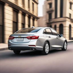 A silver 2018 Chevrolet Malibu with a Jordanian license plate is speeding through the streets of Amman, Jordan