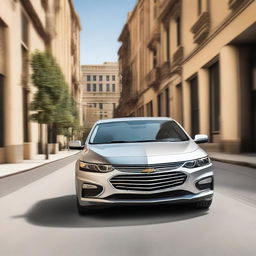 A silver 2018 Chevrolet Malibu with a Jordanian license plate is speeding through the streets of Amman, Jordan