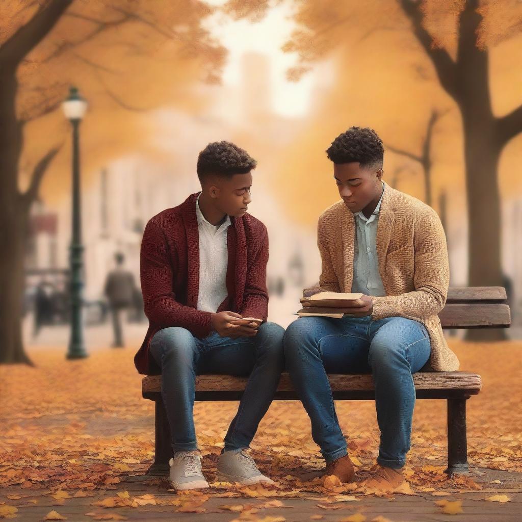 Create a book cover that captures the serendipity and emotional depth of a romance between two young men