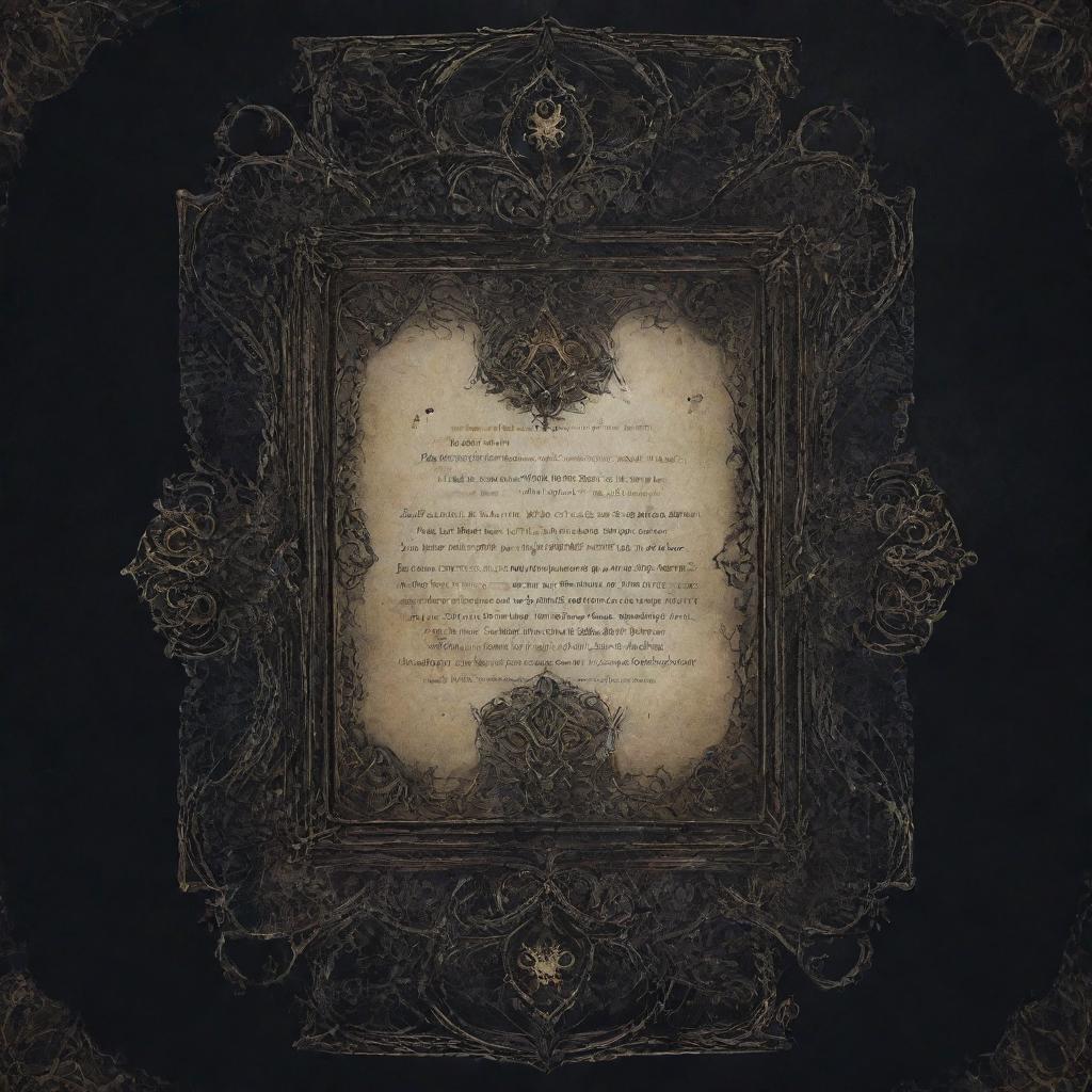 An atmospheric, gothic text box banner adorned with intricate designs, matching the style of a souls-like game.