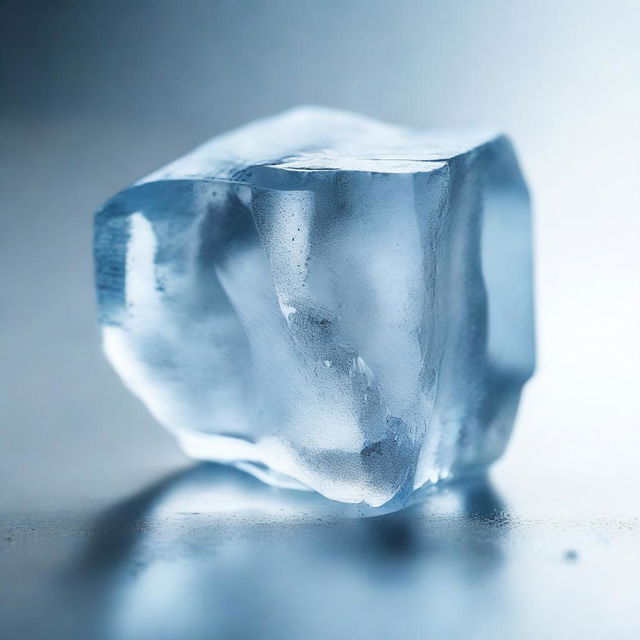 A highly detailed and realistic 4K image of a piece of ice