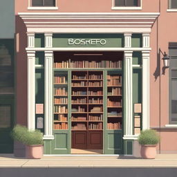 Create an image of the exterior of a charming bookstore