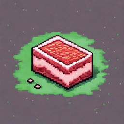 An infinite, magical piece of meat depicted in pixel art style