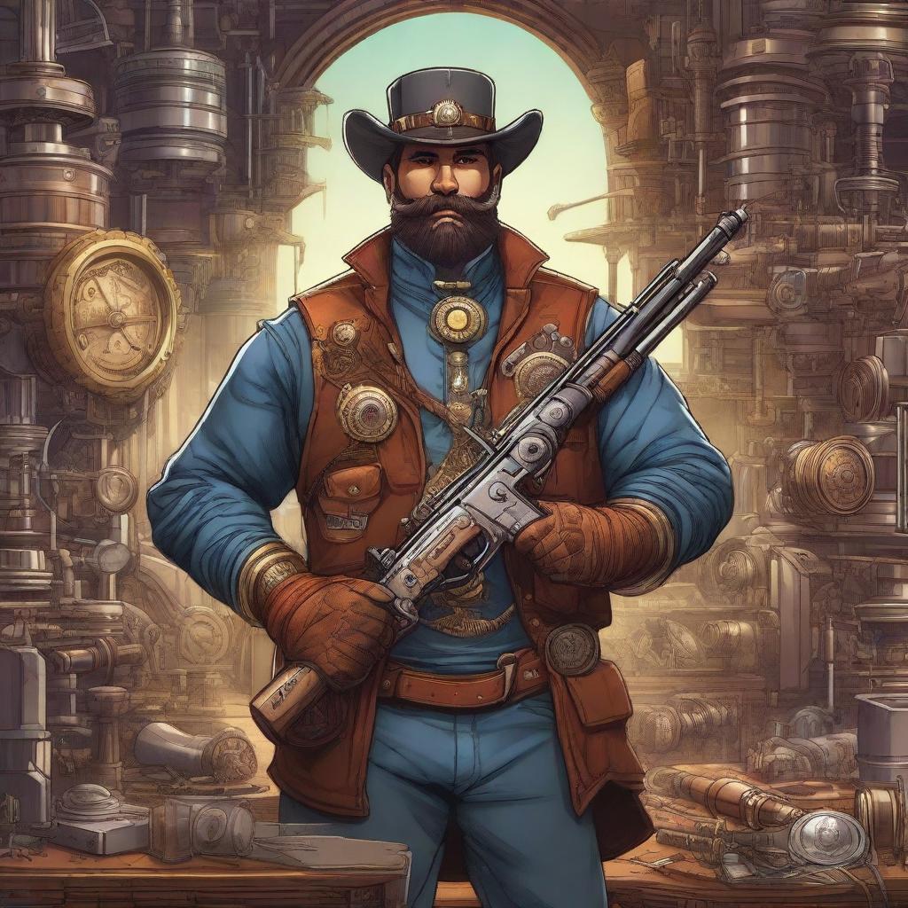 A detailed illustration of a coin engineer holding a shotgun