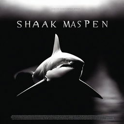 A movie poster titled 'Sharksapien' featuring a great white shark swimming in deep, black water