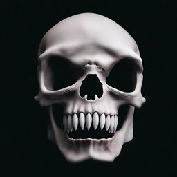 A surreal image depicting a human skull gradually transforming into the jaws of a shark, set against a black background