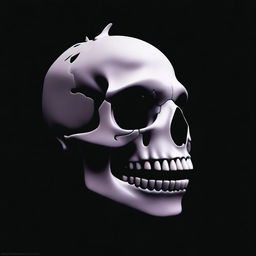 A surreal image depicting a human skull gradually transforming into the jaws of a shark, set against a black background